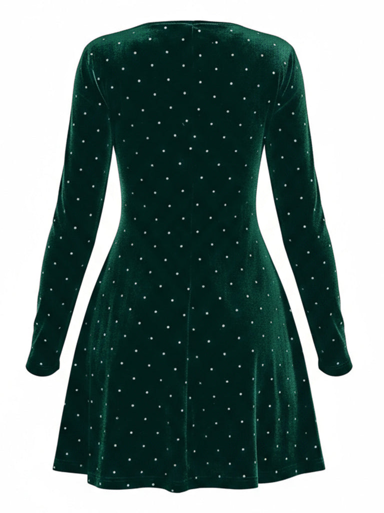 Robe de soirée cintrée en velours et strass années 1980