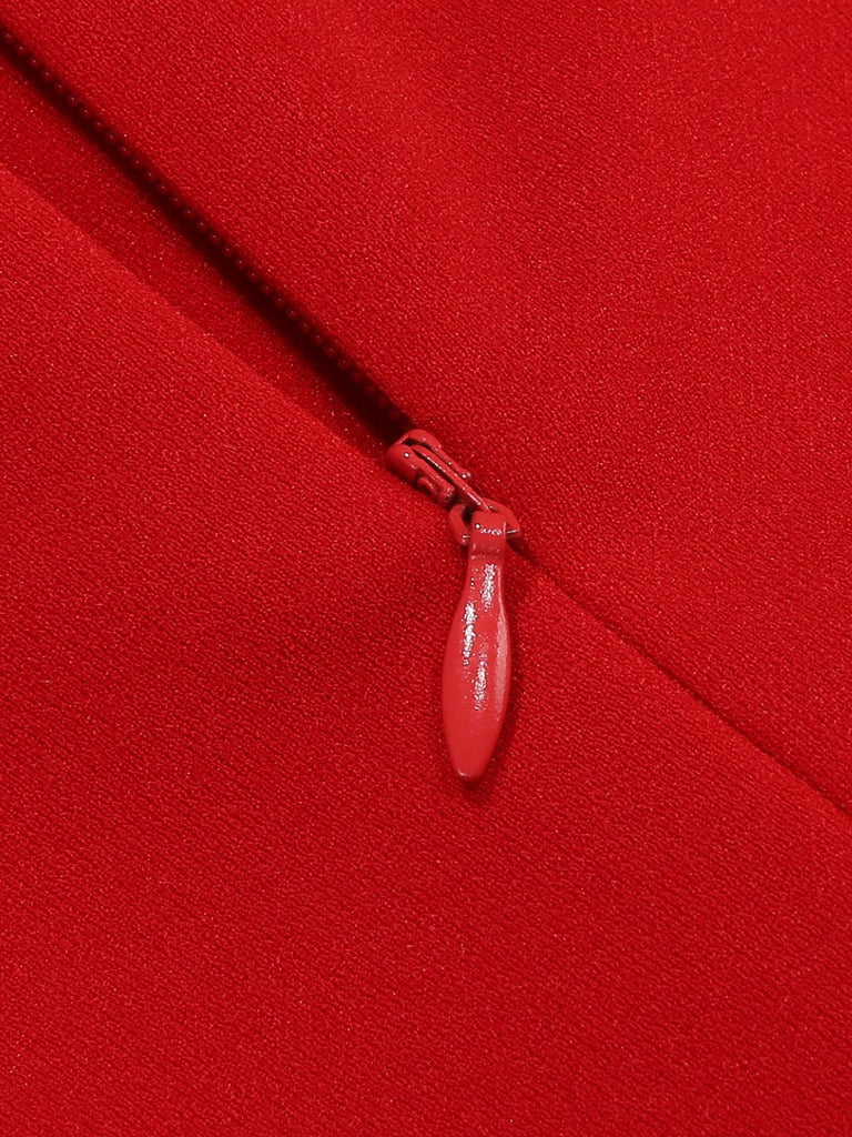 Robe trapèze à pois col nœud manches cape des années 1950