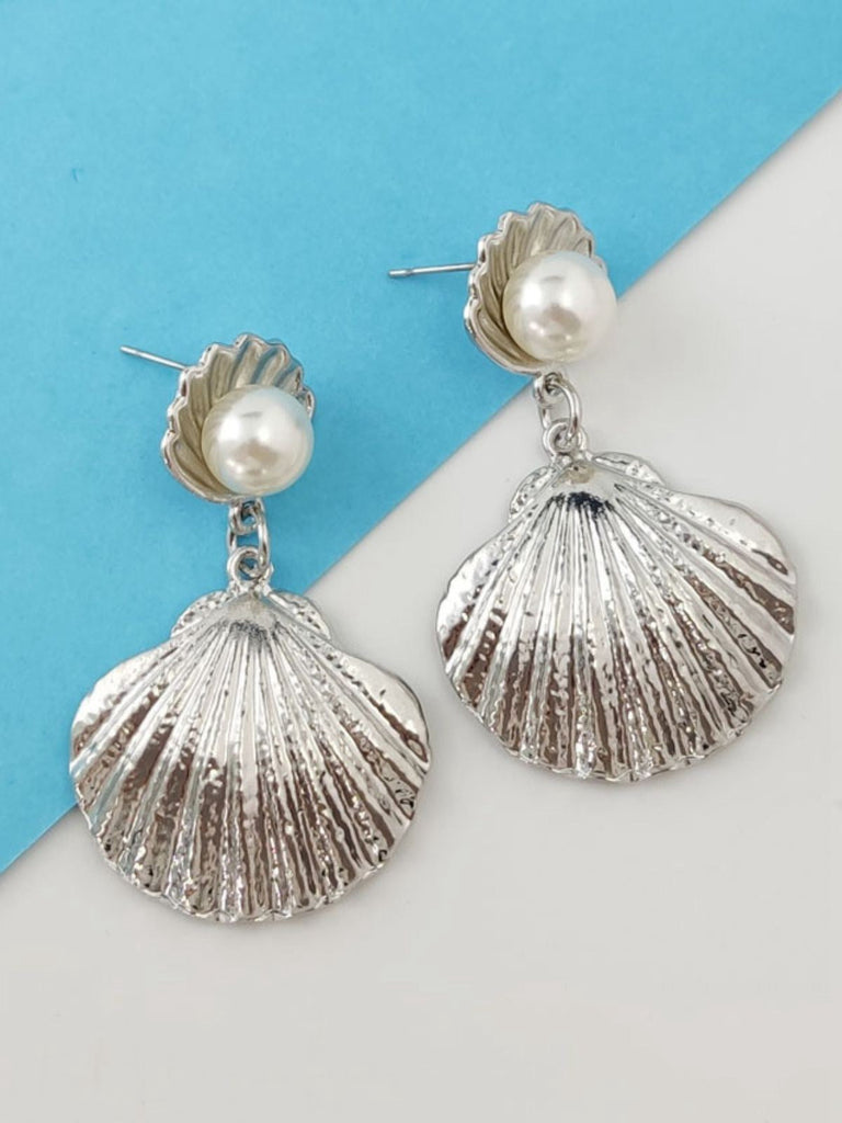 Boucles d'oreilles coquillage en perles blanches