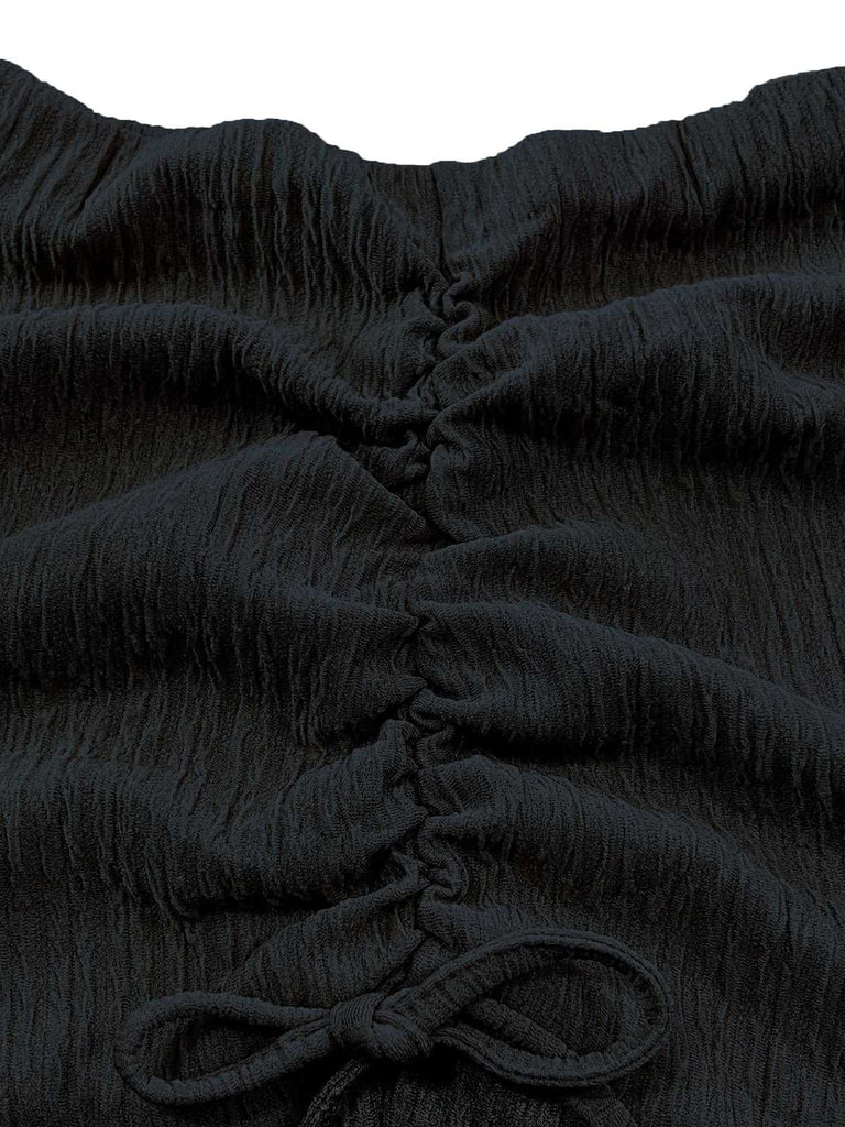 2PCS Haut à épaules obliques et jupe sirène de couleur unie des années 1930