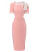 Robe moulante nœud et col rond colorblock années 60