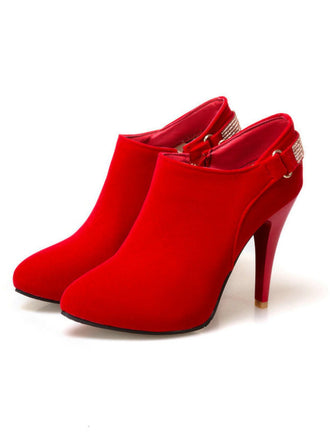 Escarpins vintage en velours uni bout pointu