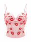 Corset Dentelle Rose Imprimé Bisou Saint-Valentin Année 1950