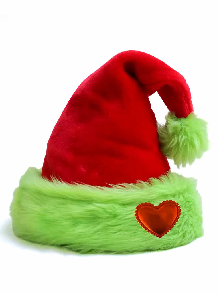 Chapeau de Noël en fourrure verte du Grinch