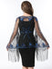 Cape en maille à paillettes et pompons des années 1920