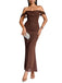 Robe Maxi Bodycon Uni Épaule Dénudée Année 1930