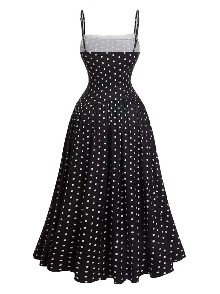 Robe à pois et empiècements en dentelle années 1950