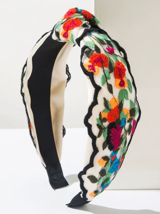 Bandeau floral brodé style bohème rétro