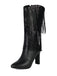 Bottines disco métallisées à franges et bout pointu