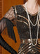 Robe longue à sequins dorés col en V et pompons années 1920