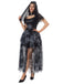 Robe noire en tulle mariée fantôme Halloween années 1970