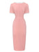 Robe moulante nœud et col rond colorblock années 60