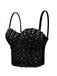 Haut corset à bretelles et strass scintillants des années 1980