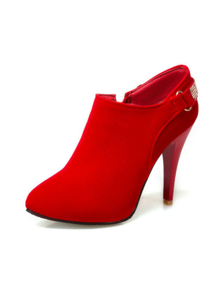 Escarpins vintage en velours uni bout pointu