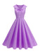 Robe sans manches col marin et nœud papillon couleur unie années 1950