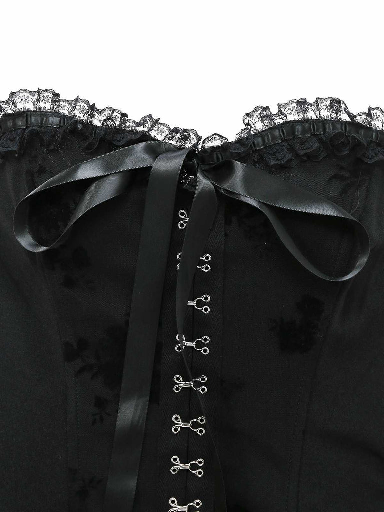 Robe corset tube noire gothique en maille années 1970