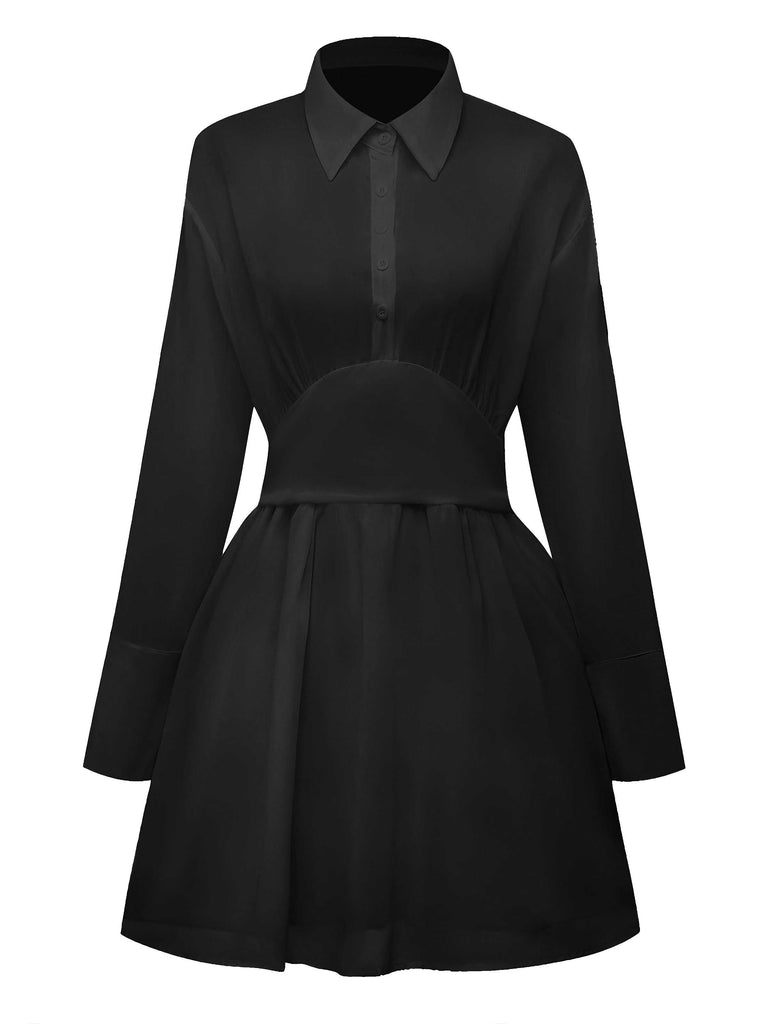Robe chemise transparente manches longues des années 1970