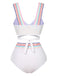 Ensemble bikini à bretelles larges noué dans le dos colorblock des années 1940