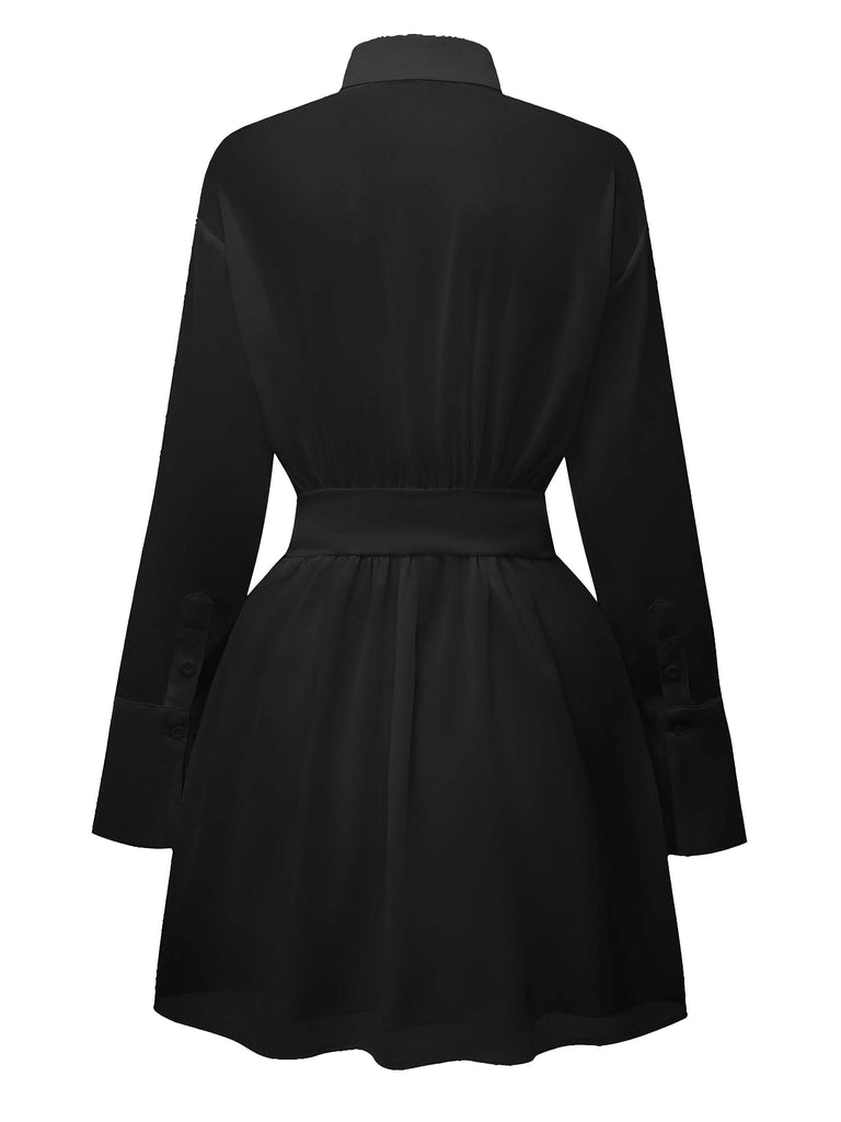 Robe chemise transparente manches longues des années 1970