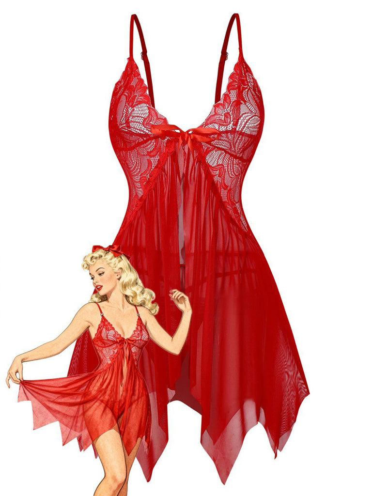 Ensemble de lingerie nuisette en dentelle et satin années 1980
