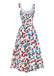 Robe à bretelles larges et col carré fraise des années 1950