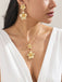 Ensemble collier et boucles d'oreilles à double clavicule florale