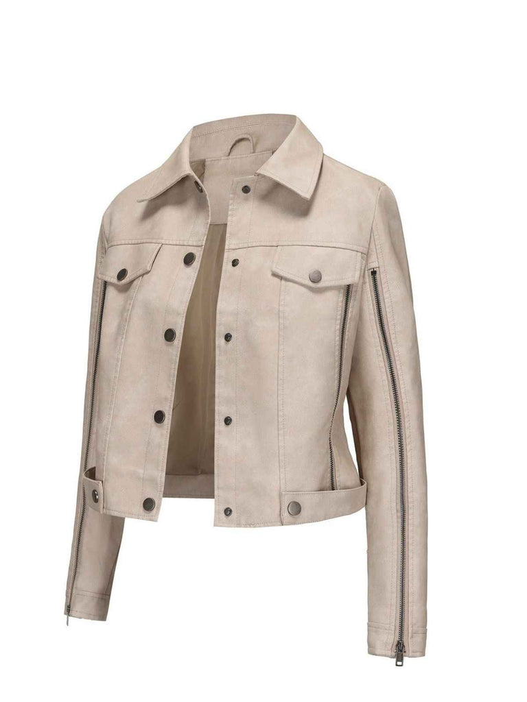 Veste de moto en cuir à fermeture éclair multiple années 1960