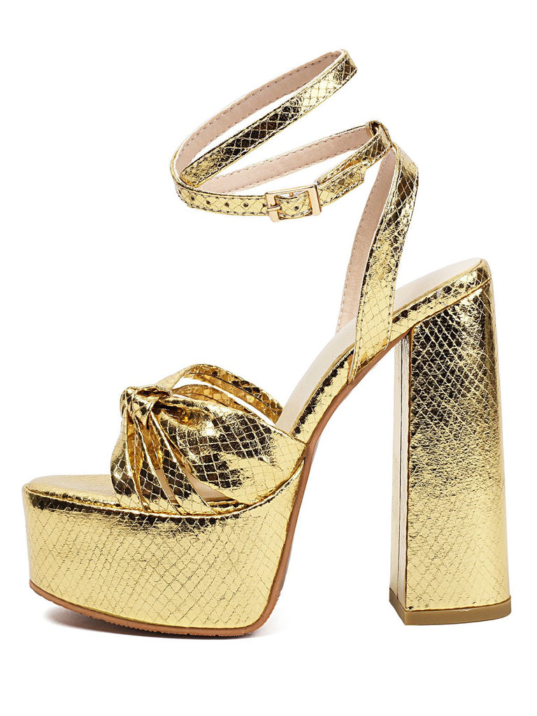 Chaussures à talons hauts métallisées disco à plateforme