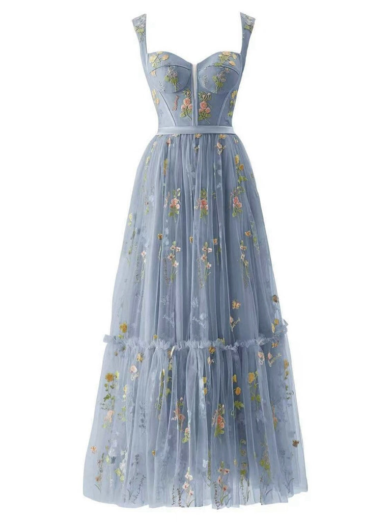 Robe en maille florale à lacets et baleines des années 1930
