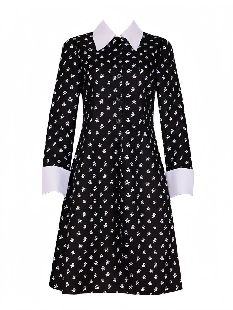 Robe noire style Mercredi Addams des années 1940