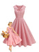 Robe sans manches col marin et nœud papillon couleur unie années 1950