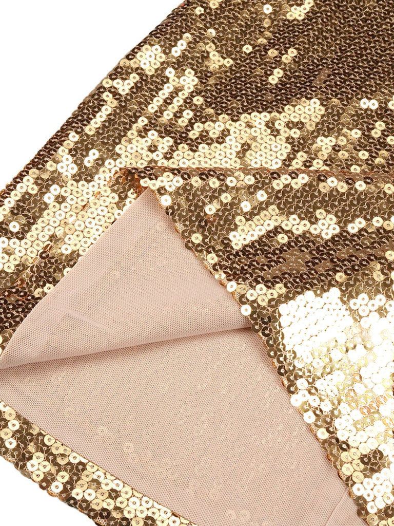 Robe de soirée courte à paillettes dorées années 1970