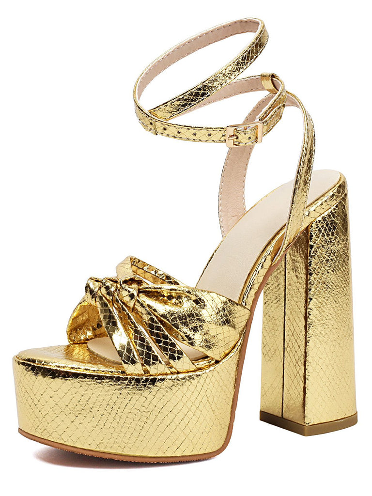 Chaussures à talons hauts métallisées disco à plateforme