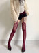 Collants porte-jarretelles vintage en dentelle unie