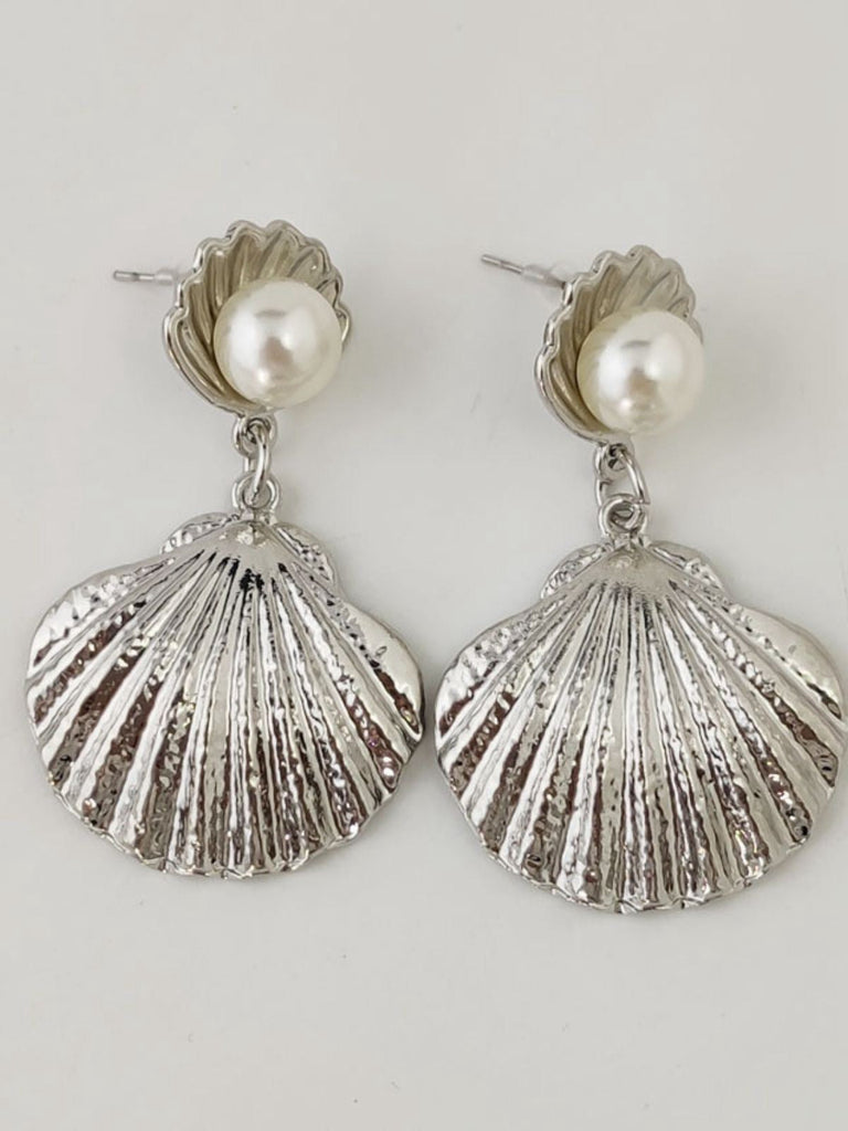 Boucles d'oreilles coquillage en perles blanches
