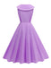 Robe sans manches col marin et nœud papillon couleur unie années 1950
