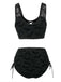 Ensemble bikini gothique en maille chauve-souris noire années 1980