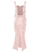 Robe froncée dos nu en satin uni des années 1970