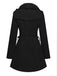 Manteau noir à boutons amovibles en fausse fourrure des années 1940