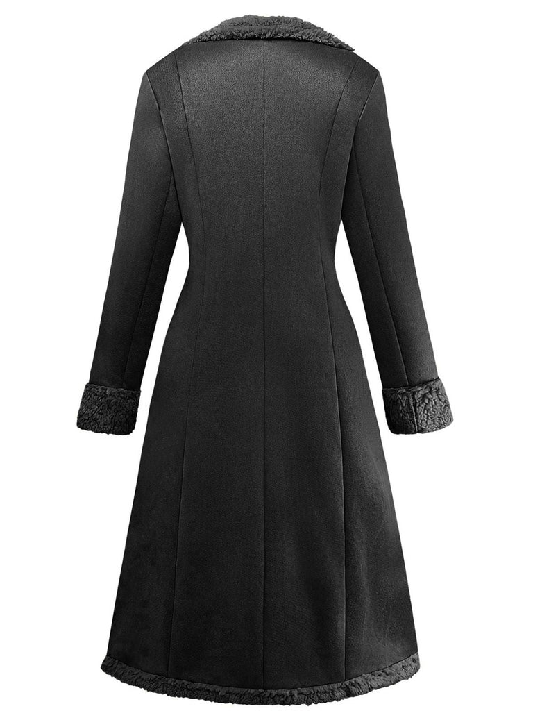 Manteau mi-long en suédine col revers uni des années 1930