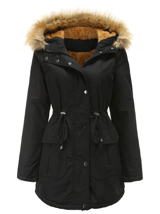 Manteau Années 50 Garnie de Fourrure Synthétique à Boucle