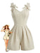 Combishort Larges Bretelles Nœud Plissée Beige Années 1950