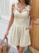 Combishort Larges Bretelles Nœud Plissée Beige Années 1950 2