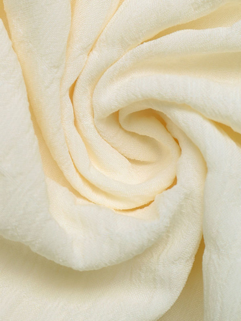 Mini Robe à Bretelles Fines Unie Froncée Texturée Beige Années 1960 6