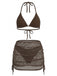 Bikini col halter unie et cache-maillot crochet