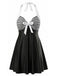 Rayée Dos-Nu Nœud Tankini Ensemble Noire Années 1940 2