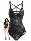 [Prévente] Maillot de bain gothique noir motif toile d'araignée années 1950