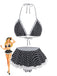Noir à Pois Dentelle Halter Ensemble Bikini Années 1960