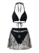 Black 1980s Knit Bikini - vintage fashion, retro style, classic black