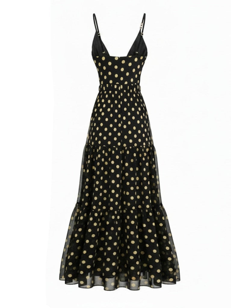 Maillot de Bain et Jupe Cache-Maillot à Pois Noir Années 80